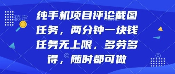 纯手机项目评论截图任务，两分钟一块钱多劳多得，随时随地都能做【揭秘】-小妖精资源网