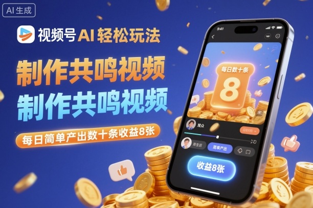 视频号AI轻松玩法，制作共鸣视频，每日简单产出数十条收益8张-小妖精资源网