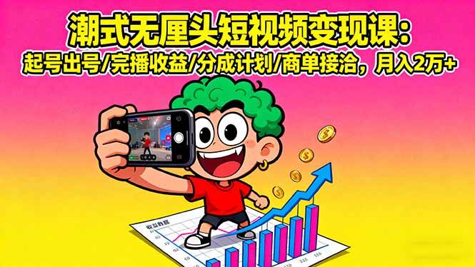 图片[1]-（16023期）潮式无厘头短视频变现课：起号出号/完播收益/分成计划/商单接洽，月入2万+-小妖精资源网