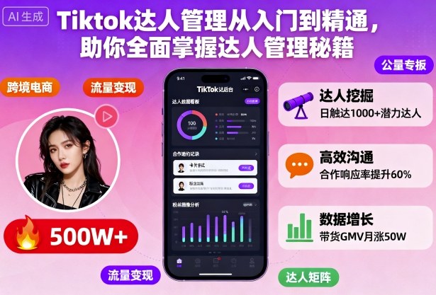 Tiktok达人管理从入门到精通，助你全面掌握达人管理秘籍-小妖精资源网
