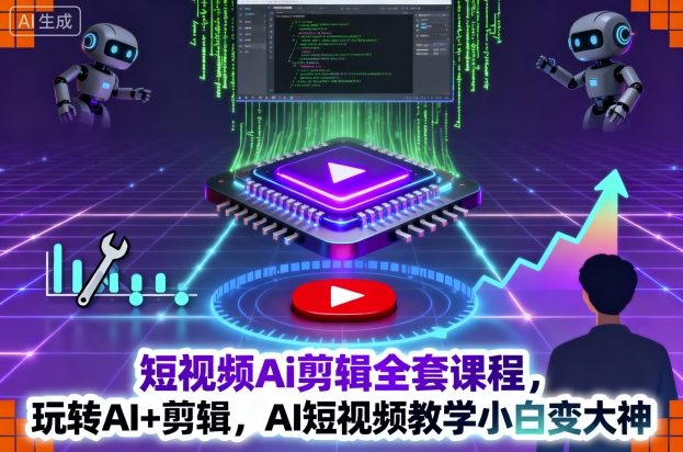 短视频Ai剪辑全套课程，玩转AI+剪辑，AI短视频教学小白变大神-小妖精资源网