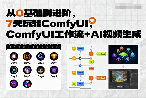 从0基础到进阶，7天玩转ComfyUI，Comfyui工作流+AI视频生成-小妖精资源网