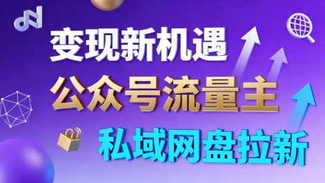 公众号流量主+私域网盘拉新，多方式变现，简单易上手，当天就有收益-小妖精资源网