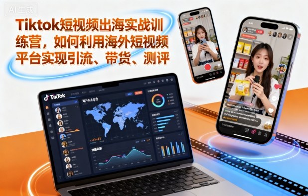 Tiktok短视频出海实战训练营，如何利用海外短视频平台实现引流、带货、测评-小妖精资源网